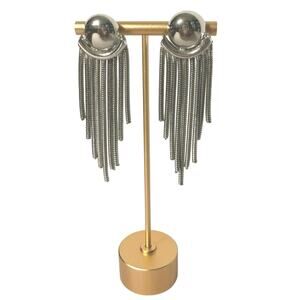 Vintage Silver Fringe Tassel Earrings Statement Runway Drop